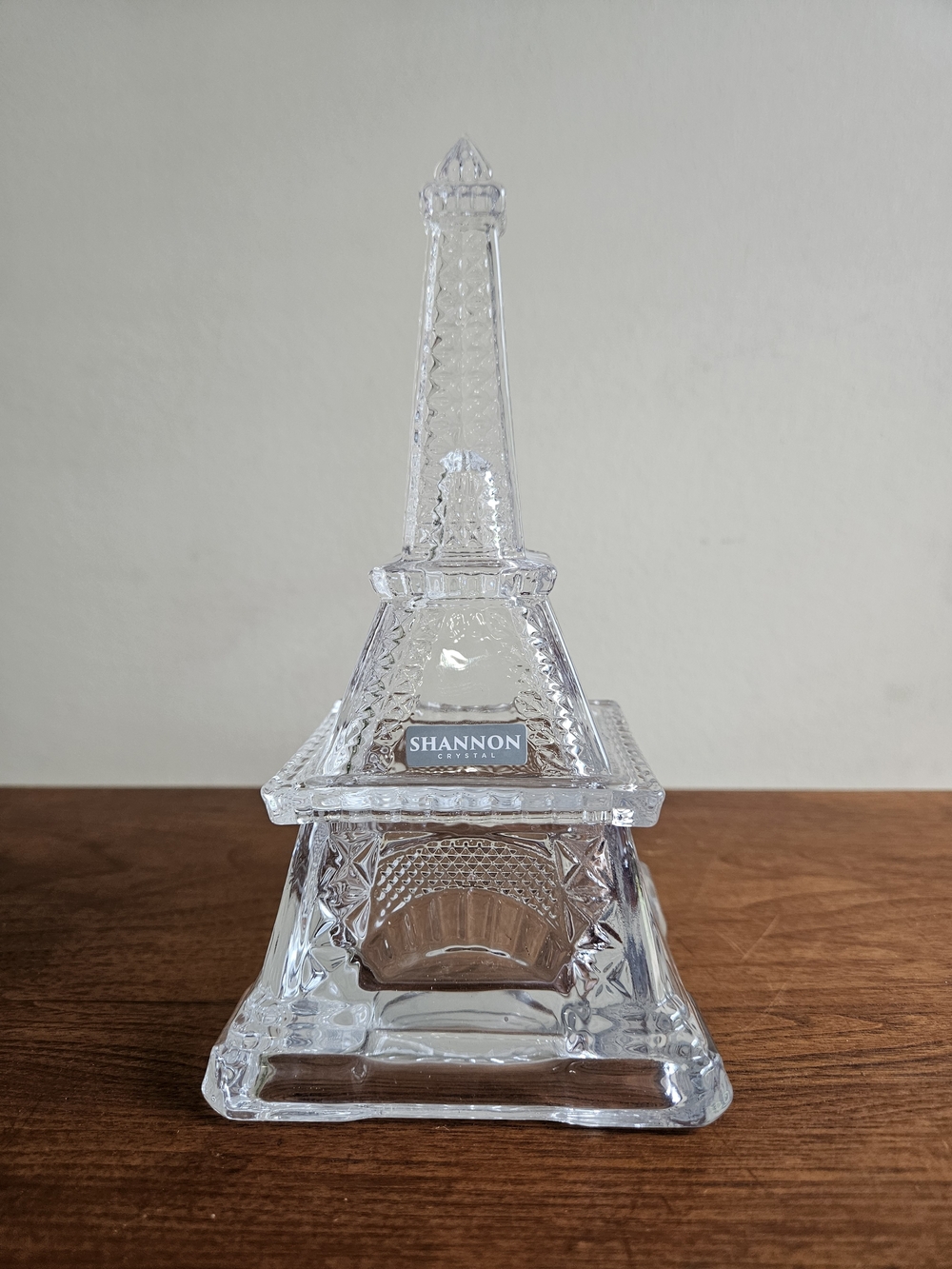 Shannon Crystal Clear Glass Eiffel Tower Trinket Box